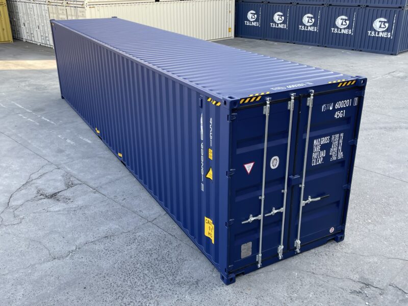 Container 40 Piedi High Cube RAL 5013 (Blu) con Tasche per Carrello - Nuovo