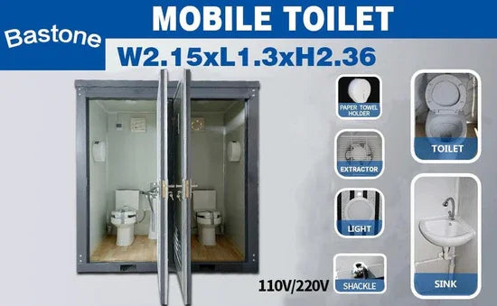 Unità Sanitaria Portatile Bastone con 2 Cabine Private – 2.12 mq